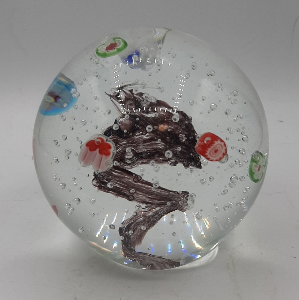 Vintage Glass Handmade Paperweight Controlled Bubbles 3 1/4" Tall Home Decor